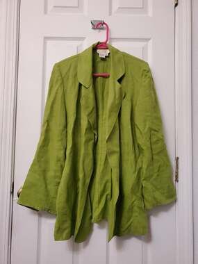 100% Linen Vintage Gally-Go Pollak Import Export Corp. Lime Green Blazer Jacket